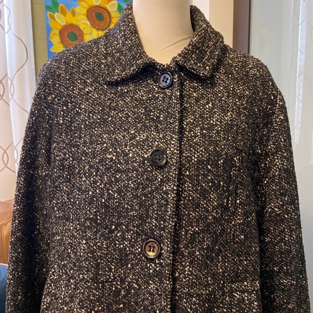 London Fog Black and White Tweed Pea Coat